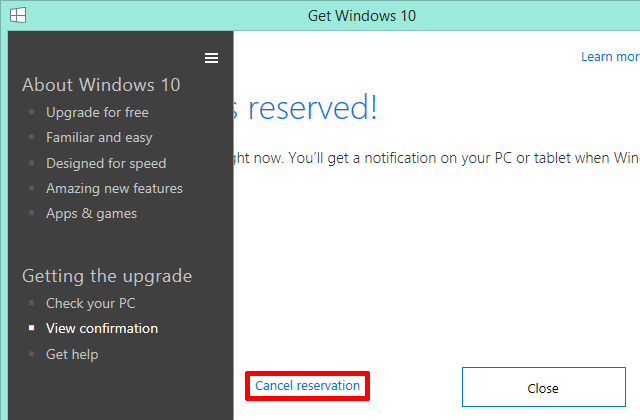 Zrušte upgrade systému Windows 10