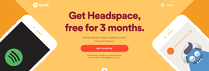 Spotify Premium pomocí Headspace