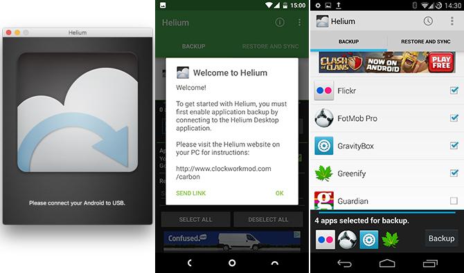 Android helium backup