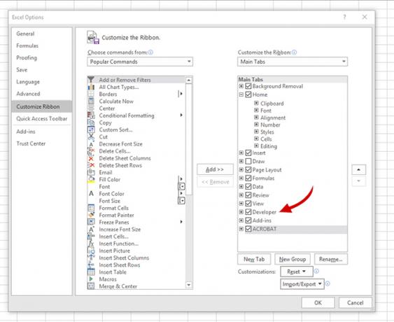 Jak odemknout skrytou kartu vývojáře v Excel Excel Developer1