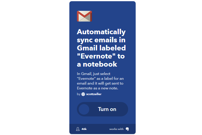 Průvodce Ultimate IFTTT: Používejte nejvýkonnější nástroj na webu, jako je Pro 47IFTTT SelectiveGmailsToEvernote