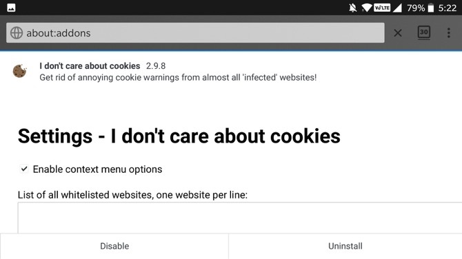 O soubory cookie Firefox Android se nestarám