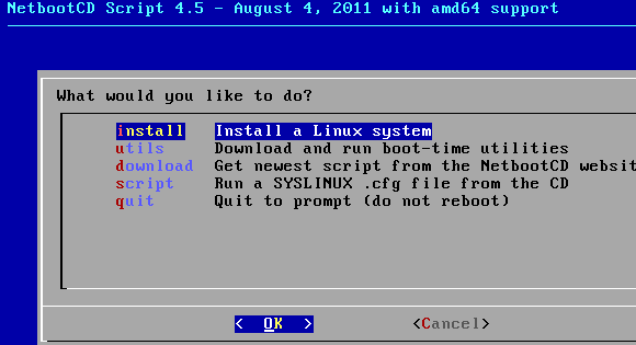 NetbootCD: Nainstalujte Ubuntu, Fedora, Debian a další z jednoho CD [Linux] netbootcd start