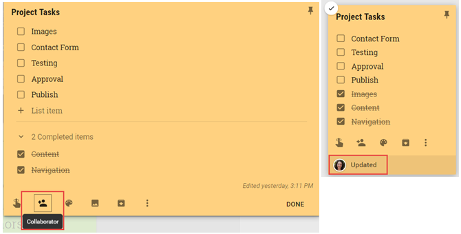 Jak používat Google Keep pro správu jednoduchých projektů GoogleKeepCollaborateUpdate web