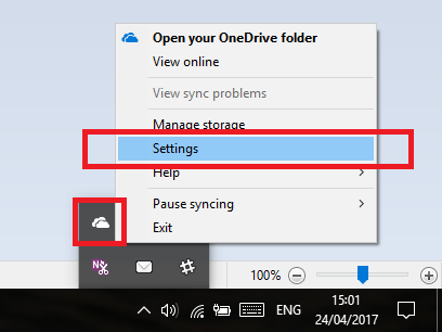 nastavení onedrive windows 10