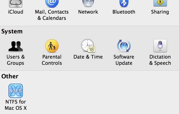Paragon NTFS pro Mac OS X Kontrola systémových předvoleb xn