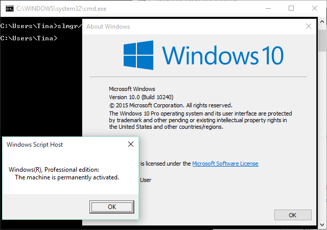 Licence Windows 10 Build 10240