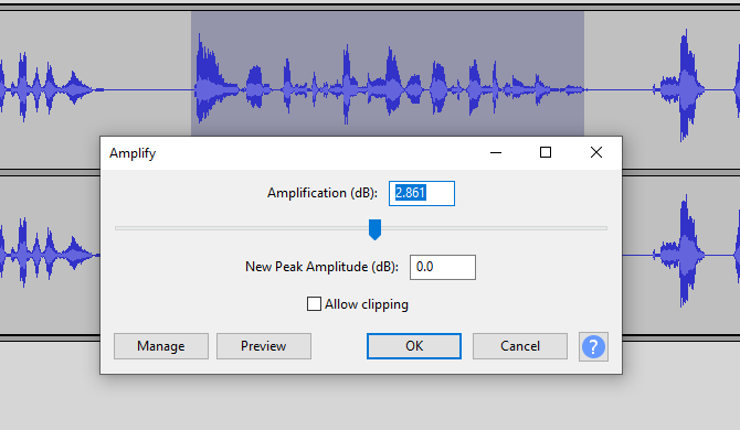 Pomocí nástroje Amplify opravte vokální stopy v Audacity