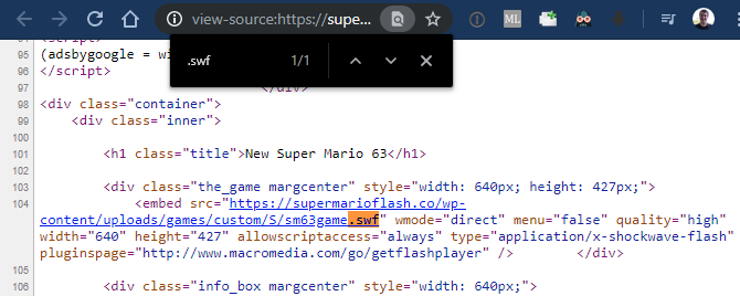 Chrome Najděte soubor SWF na stránce