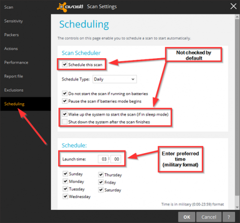 Avast - Naplánujte nastavení skenování