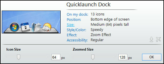 ObjectDock: Rychle přizpůsobte plochu a zvyšte její funkčnost [Windows] ObjectDock Settings Home Size