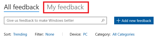 windows 10 zpětná vazba hub moje zpětná vazba