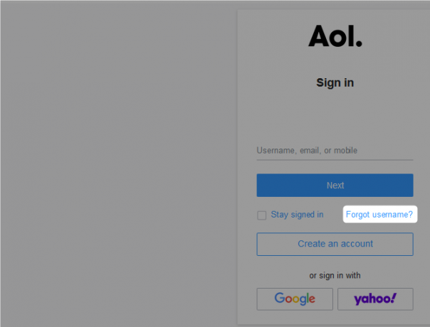 aol přihlašovací okno zapomnělo uživatelské jméno