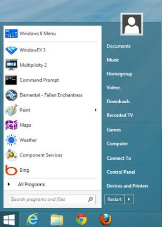 Windows 8 start menu