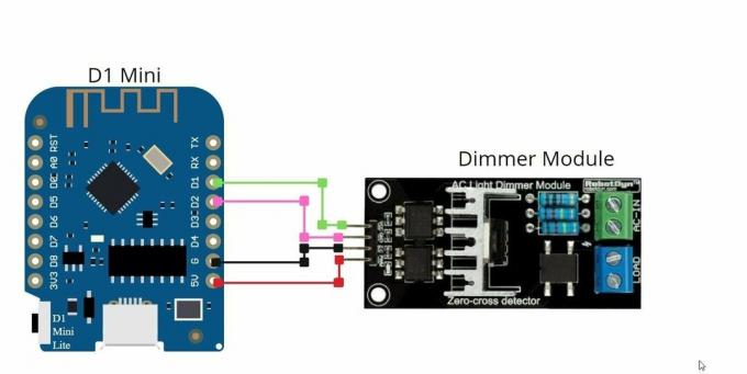 diagram pro vytvoření inteligentního stmívače světla na bázi wi-fi nebo regulátoru rychlosti ventilátoru