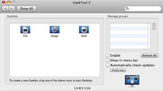 GeekTool - Zobrazení systémových informací o Mac ve stylu 01c Preferences GeekTool 3