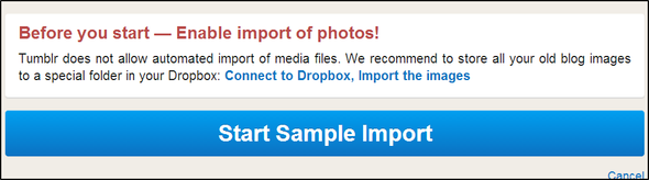 Váš průvodce po poslední minutě k exportu vašeho zpravodajského blogu dříve, než se navždy vypne zpráva Drop2 Import2 Dropbox a velké modré tlačítko Start