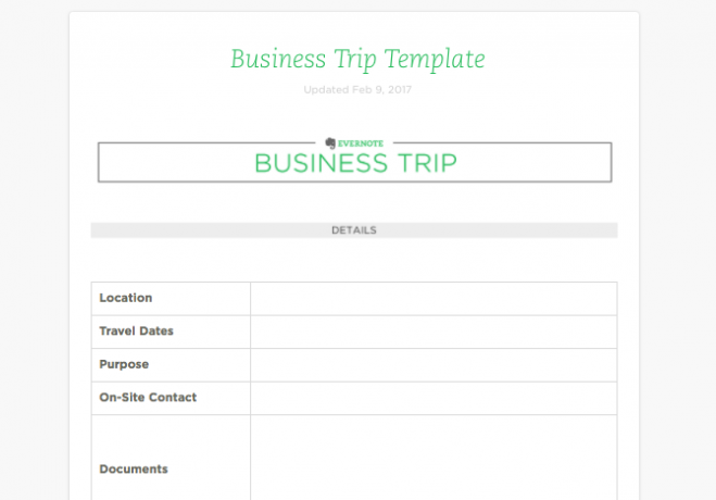 Evernote šablona