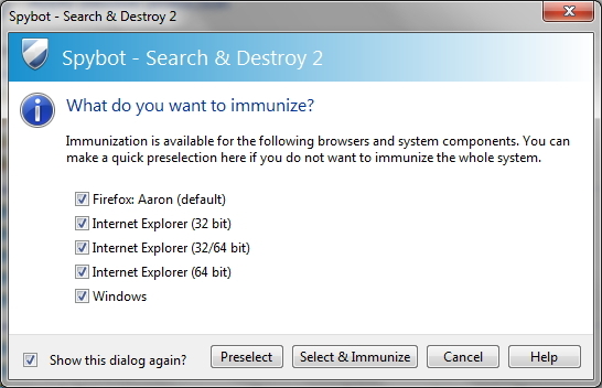 Spybot - Search & Destroy: Jednoduchá, přesto efektivní cesta k čištění počítače Malware, imunizace přizpůsobení