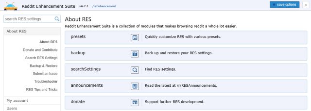 RES Settings Console