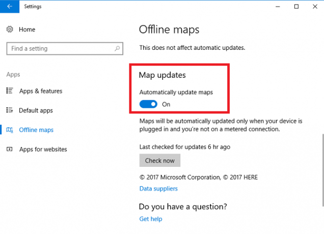 offline aktualizace nastavení map pro windows 10