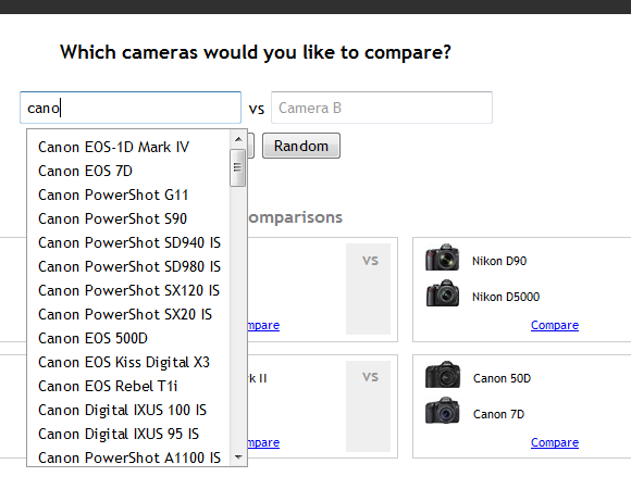 Porovnejte digitální fotoaparáty vedle sebe