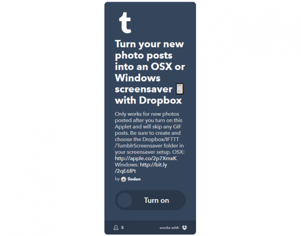 Průvodce Ultimate IFTTT: Používejte nejvýkonnější nástroj na webu jako pro 50IFTTT TumblrPhotosToScreensaver