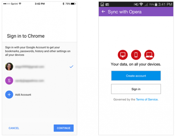 Synchronizace na Chrome iOS a Opera Android