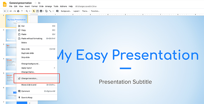 Jak vytvořit prezentaci Google Slides Change Transition