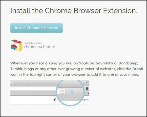 Songdrop: Vaše bezplatná a oblíbená služba pro ukládání skladeb, o které jste dosud nevěděli, až do nynější instalace tlačítka Dropit Chrome
