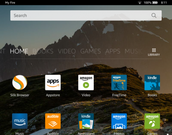 verze pro Android amazon fire10 homescreen