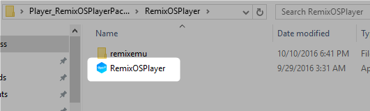 Spusťte složku ZIP Remix OS Player