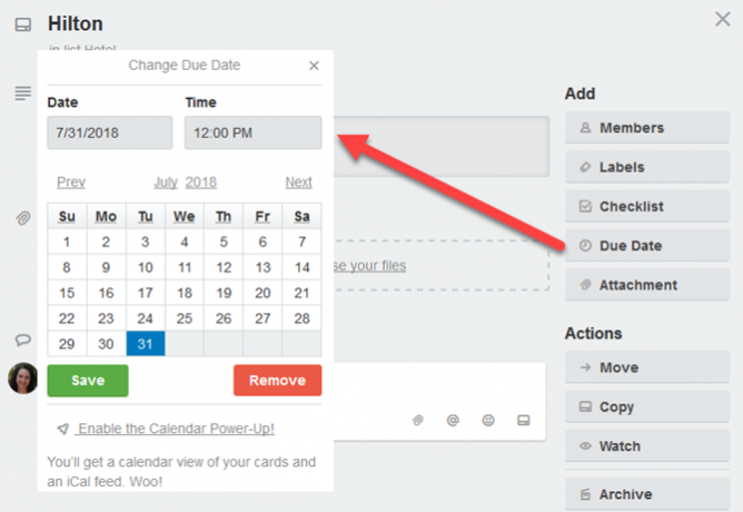 Přidejte datum splatnosti karty Trello