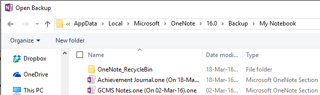 Složka OneNote Backup Folder