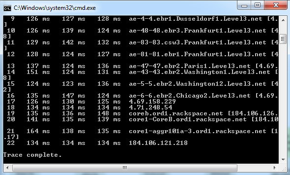 Příkazový řádek Traceroute