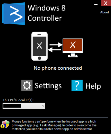 Aplikace Win8-Controller-Server-App