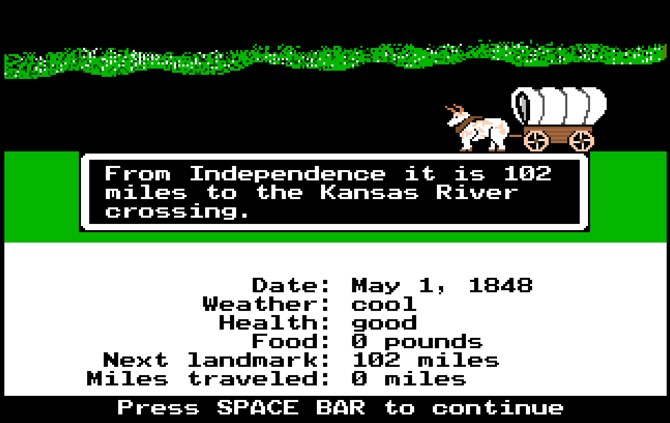 Screenshot hry Oregon Trail