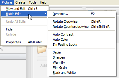 Picasa - Dávkové úpravy fotografií