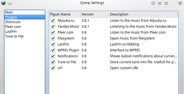 lehké přehrávače-linux-qomp-pluginy