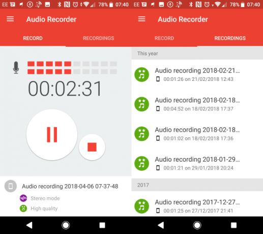 Aplikace Podcasting pro zvukový záznam Android