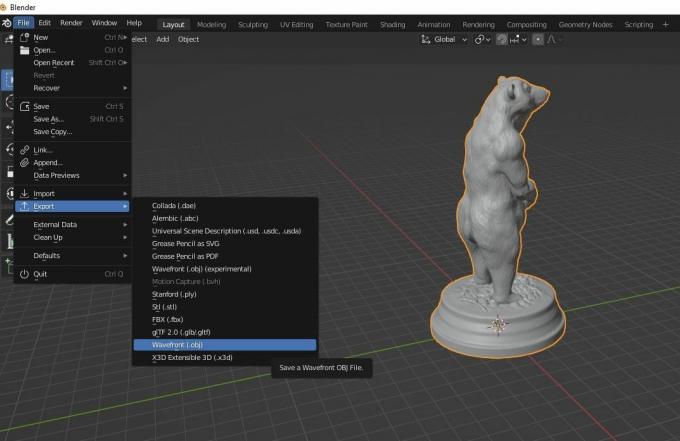 Export 3D modelu z Blenderu