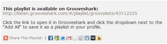 umístěte seznamy skladeb do grooveshark