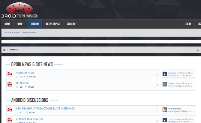 Vyzkoušejte toto fórum Android, Droid Forums
