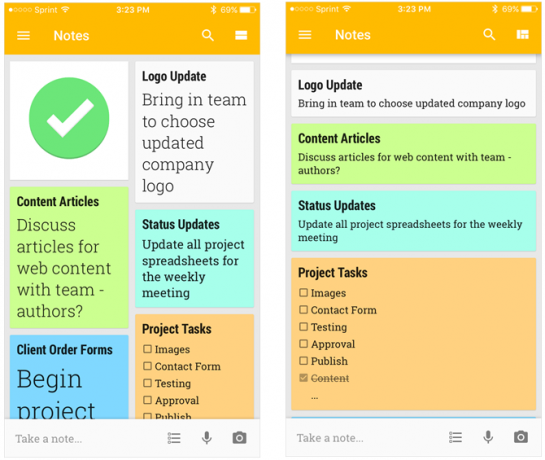 Jak používat aplikaci Google Keep pro jednoduchou správu projektů GoogleKeepMainPageMobile iphone