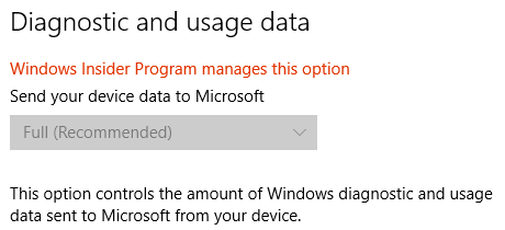 Diagnostická data a data použití systému Windows 10