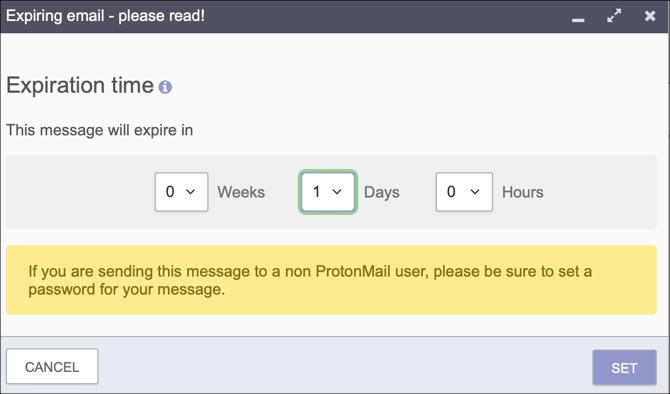 E-mail s vypršením platnosti ProtonMail