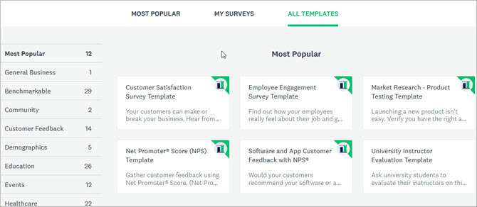 Šablony SurveyMonkey