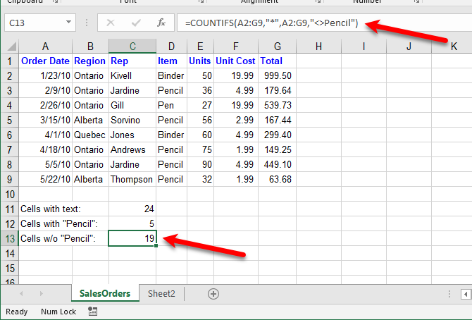 excel textové funkce - Počítání buněk s textem kromě konkrétního textu