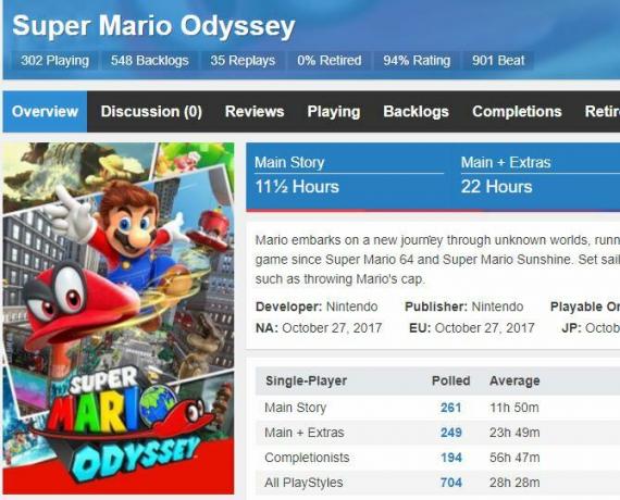 Jak dlouho porazit vstup pro Super Mario Odyssey