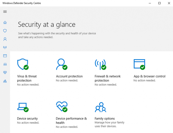 Screenshot programu Windows Defender